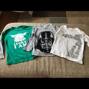Three 4t boys long sleeve Star Wars shirts